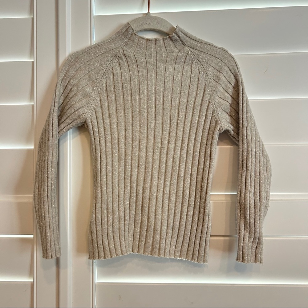 Mayoral Ribbed Turtleneck Sweater Cream Tan Size 3